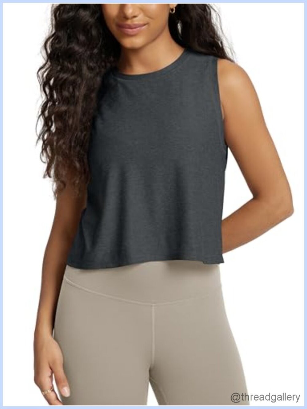 Ultra Soft Performance Tank Sleeveless High Crew Neck Cropped Tee